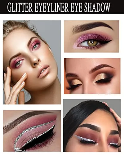 10-Pieces Long-Lasting Waterproof Sparkling Glitter Liquid Metallic Eyeliner/Eyeshadow Makeup Kit