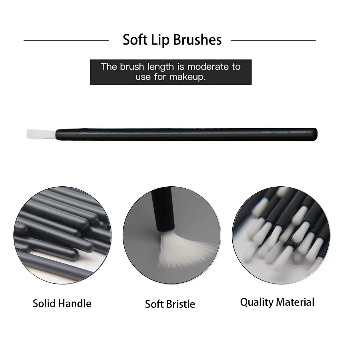 100 Pcs Disposable Makeup Lip Brushes Lipstick gloss brush Lip Gloss Applicators with Soft Brush Head Cosmetic Lip Brush Wands PYO Cookie Paint Brushes (Black) Black
