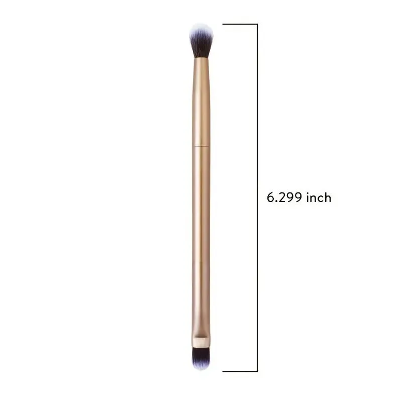 1pc Double-ended Eyeshadow Brush With Metal Handle Portable Soft Eyebrow Eyeshadow Nose Shadow Brush Cosmetic Brush Makeup Tool Golden