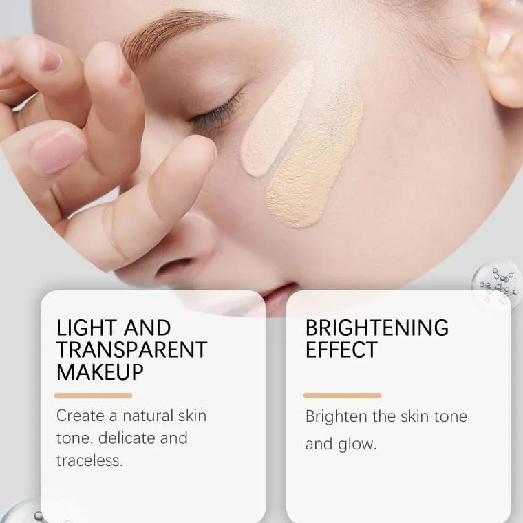 2-in-1 Double Layer Powder Foundation & Cushion, 2 in 1 Cushion Pressed Powder Concealer Liquid Foundation, Long Lasting (02-Ivory)