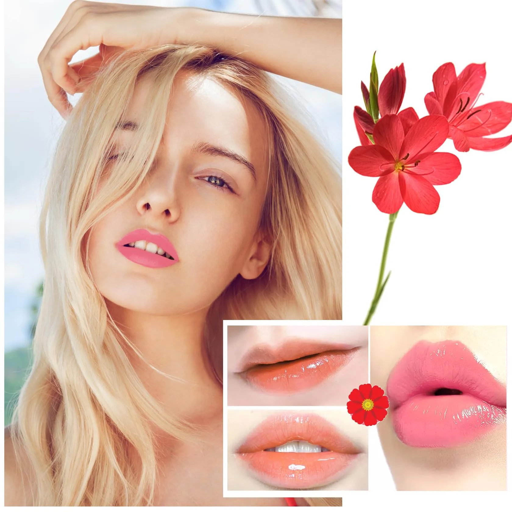 2 Pack Crystal Flower Jelly Lipstick,Magic Color Changing Lipstick,PH Clear Temperature Color Changing Lip Gloss,Lip Balm,Long Lasting Nourishing Moisturizing Lip Stick Set X02 03