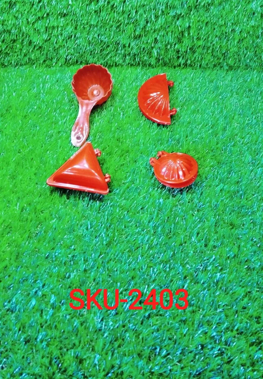 2403 4 Pcs Plastic Red Kitchen Tool Mould Dough Press