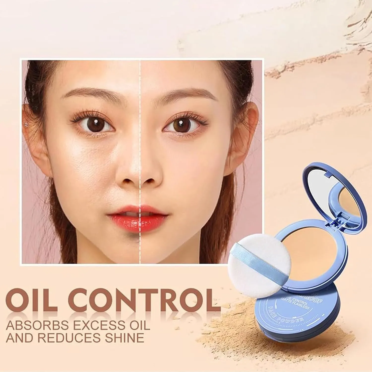3Colors Summer Oil Control Matte Perfection Pressed Powder, Oil Control Face Pressed Powder, Waterproof Powder Makeup, Waterproof Long Lasting Finishing Powder (#03 PURE BEIGE)
