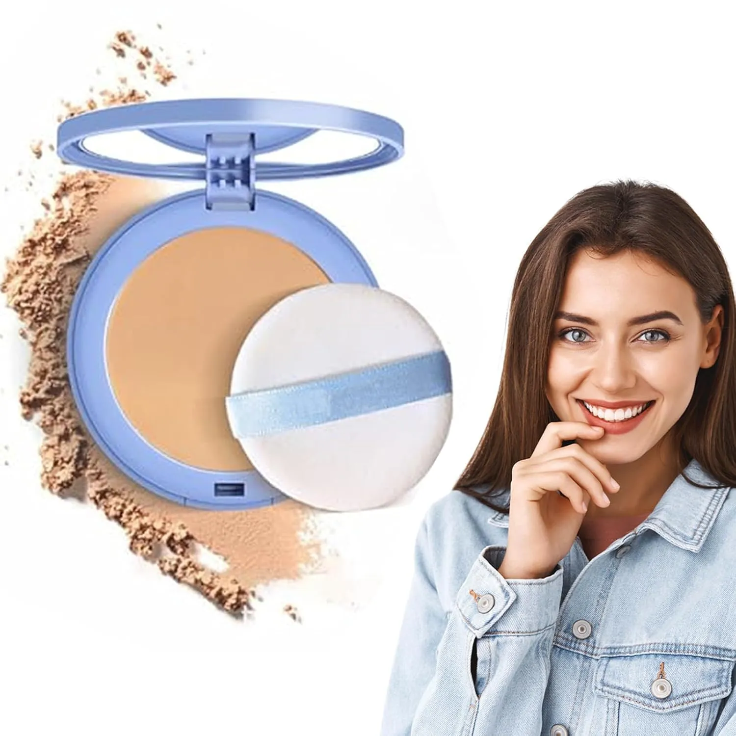 3Colors Summer Oil Control Matte Perfection Pressed Powder, Oil Control Face Pressed Powder, Waterproof Powder Makeup, Waterproof Long Lasting Finishing Powder (#03 PURE BEIGE)