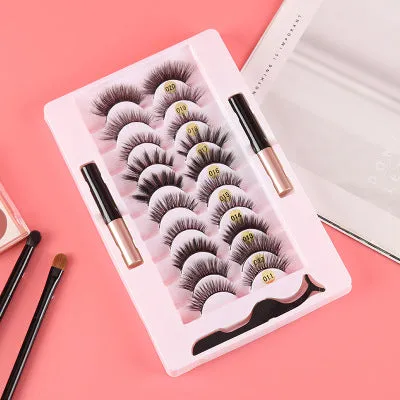 3D Magnetic Eyelashes with Eyeliner Kit- 2 Tubes of Magnetic Eyeliner & 10 Pairs Magnetic Eyelashes Kit-With Natural Look & Reusable False lashes -No Glue Need