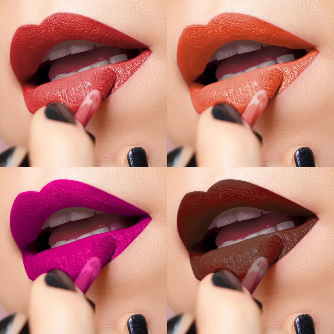 4 Glamorous Liquid Lipstick Kit   Free Intense Kajal