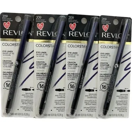 4 Pack Revlon ColorStay Waterproof Eyeliner, Black Violet 209, 0.01 oz