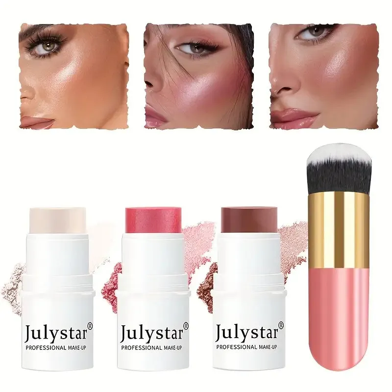 4-Pieces: Ultimate Cream Contour Kit - Seamless Blending Sticks with Highlighter, Blush & Bronzer