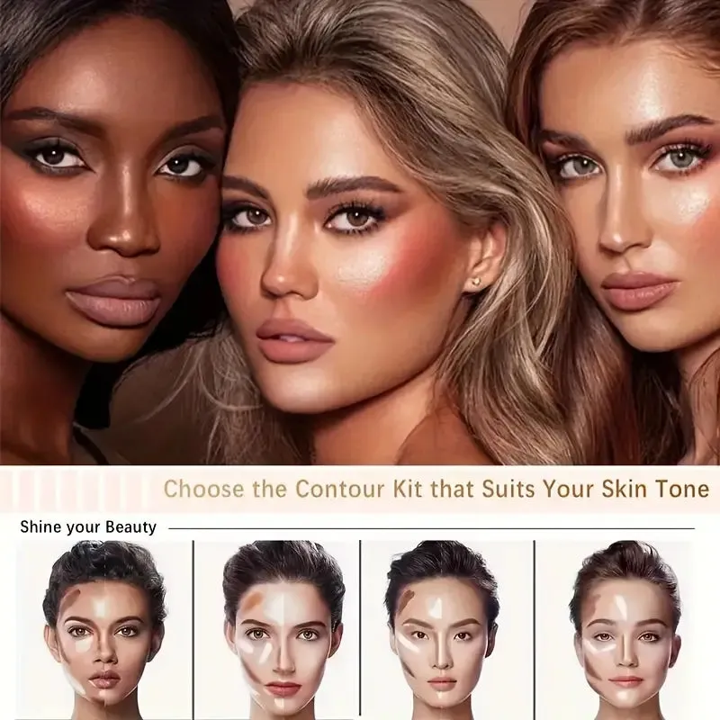 4-Pieces: Ultimate Cream Contour Kit - Seamless Blending Sticks with Highlighter, Blush & Bronzer