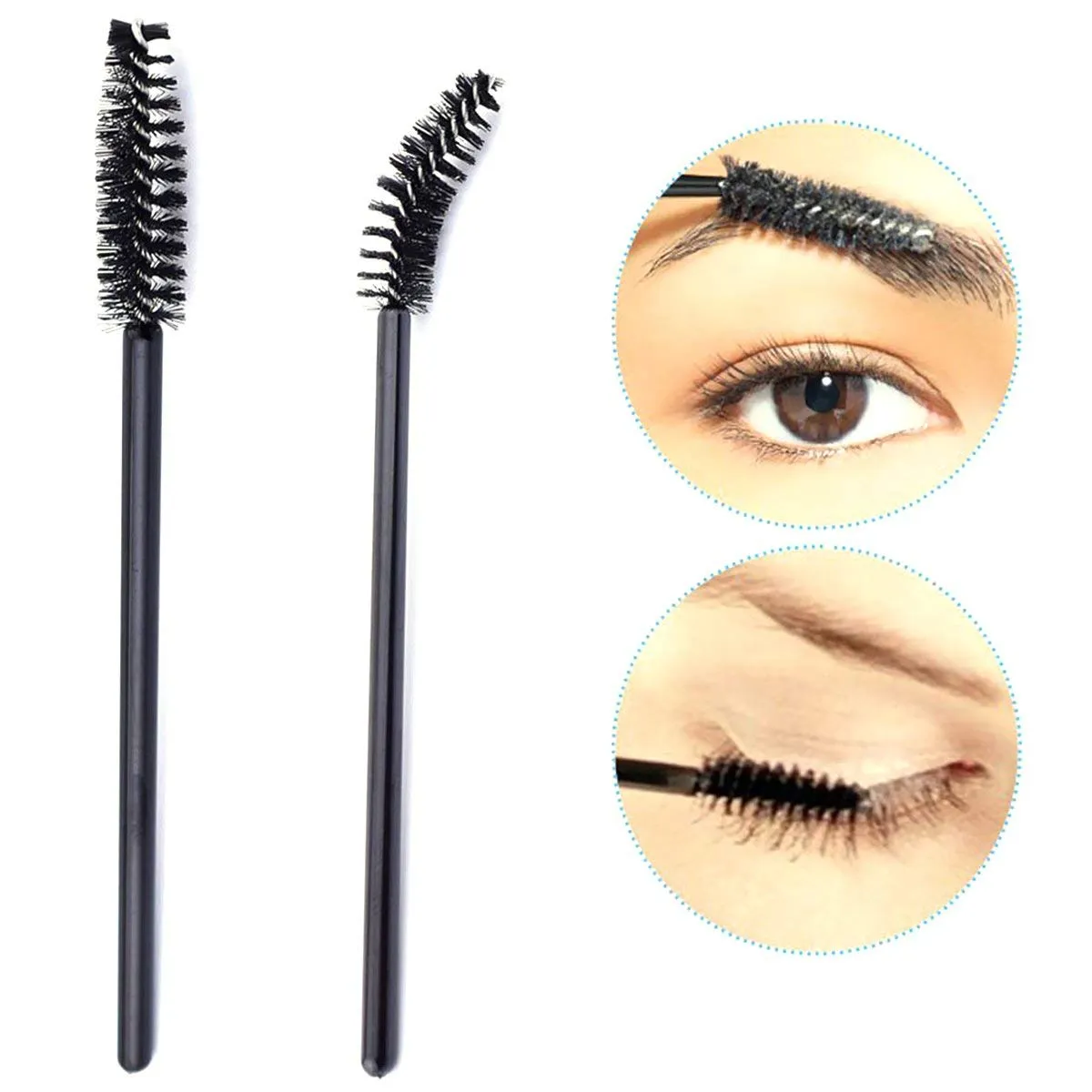 50 PCS Disposable Eyelash Brushes Mascara Wands Eye Lash Eyebrow Applicator Cosmetic Makeup Brush Tool Kits (black) black