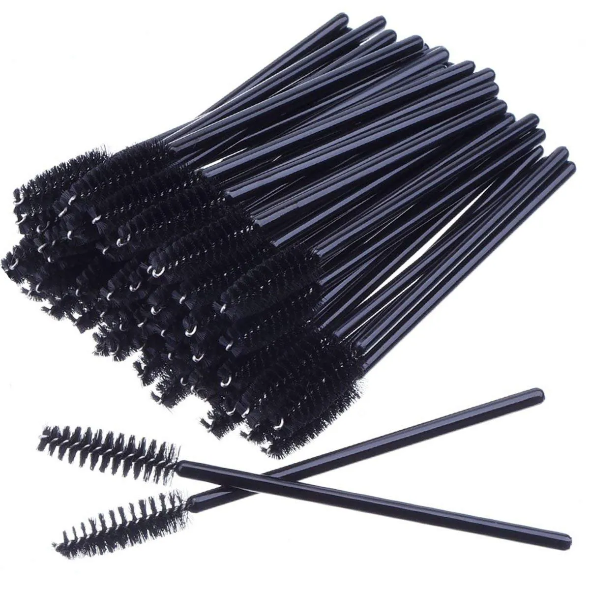 50 PCS Disposable Eyelash Brushes Mascara Wands Eye Lash Eyebrow Applicator Cosmetic Makeup Brush Tool Kits (black) black