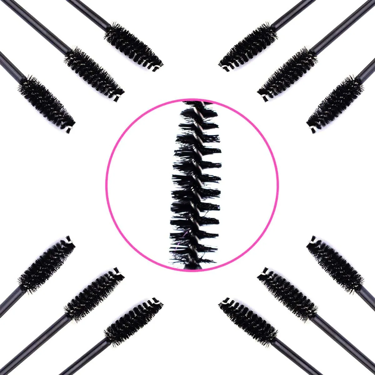 50 PCS Disposable Eyelash Brushes Mascara Wands Eye Lash Eyebrow Applicator Cosmetic Makeup Brush Tool Kits (black) black