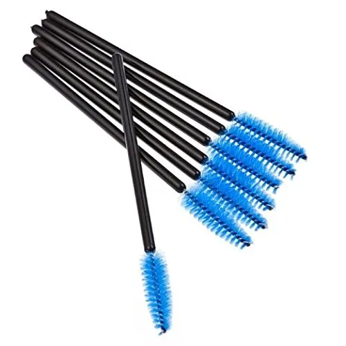 50 Pcs Disposable Mini Eyelash Eye Lash Makeup Brush Mascara Wands Applicator Blue