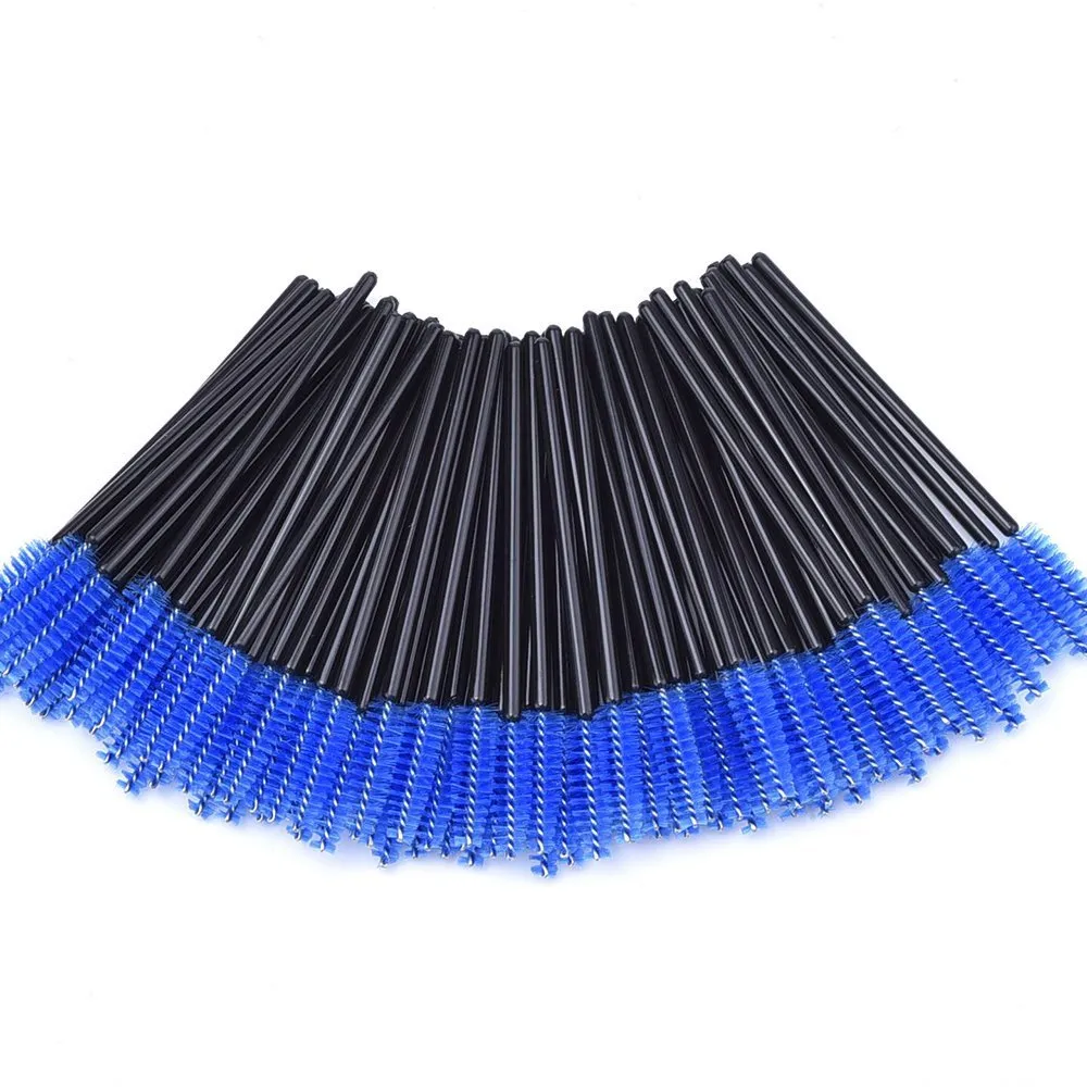 50 Pcs Disposable Mini Eyelash Eye Lash Makeup Brush Mascara Wands Applicator Blue