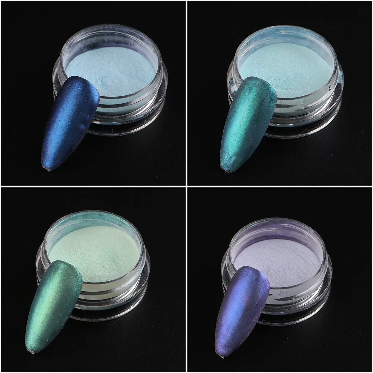 9Boxes Shiny Holographic Nail Glitter Sparkly Aurora Fairy Powder Chrome Pigment Dust Manicure Polish DIY Nail Art Decorations Rubbing On Nails Nail Art Mirror Chrome Mermaid Effect Make Up Glitters