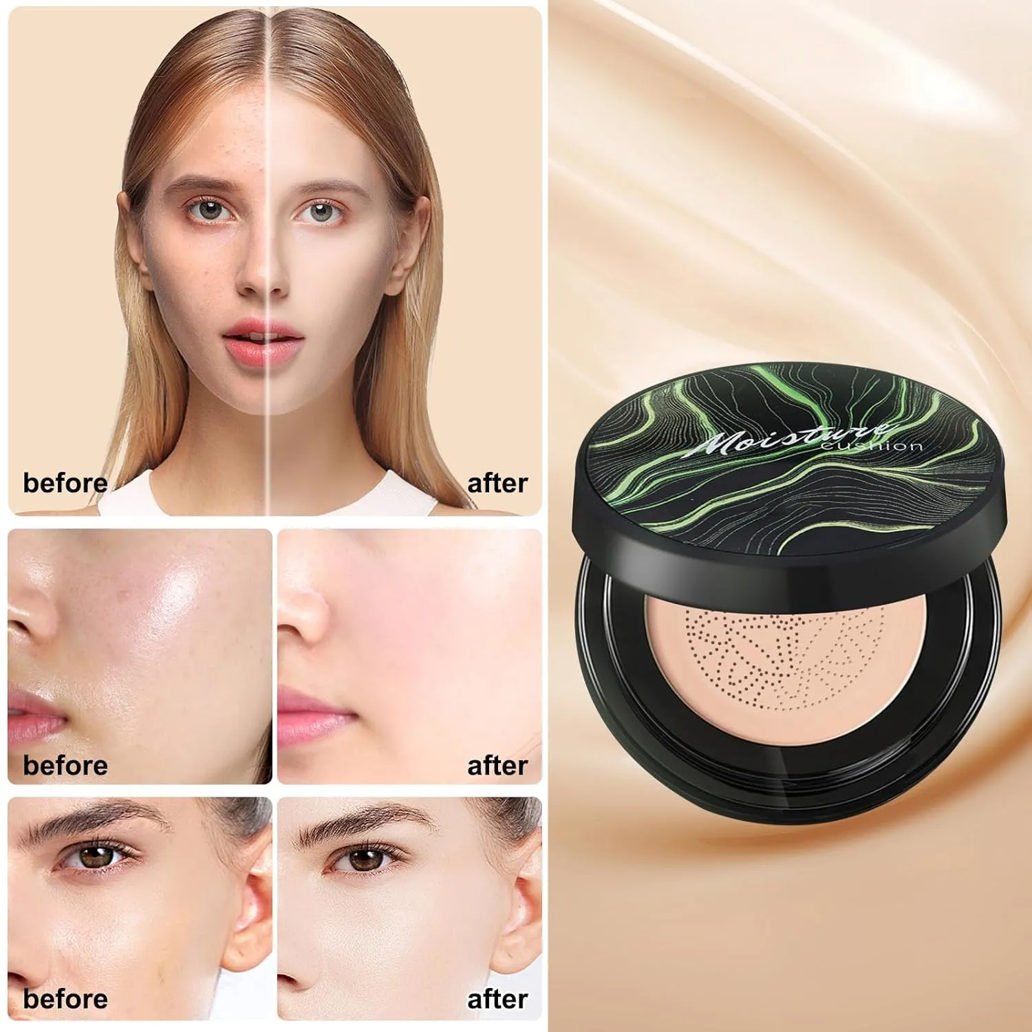 Air Cushion CC Cream,Honey And Pine Makeup, Honey And Pine Cc Cream, Honey And Pine Foundation,Moisturizing Foundation Create Natural Makeup (Natural, 01)