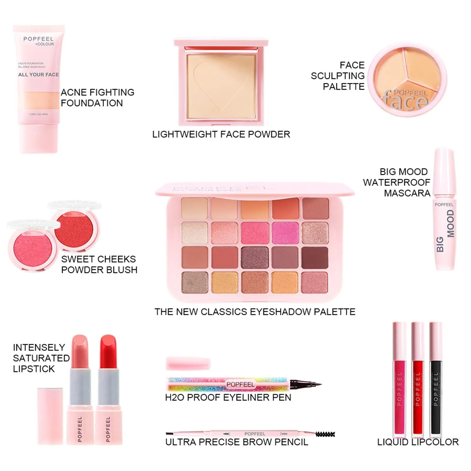 All In One Makeup Kit | 20 Colors Eyeshadow Palette Face Foundation Primer Make Up Full Kit | Princess Makeup Gift Set With Masc