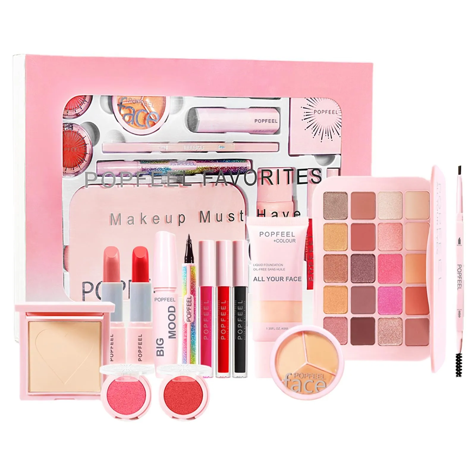 All In One Makeup Kit | 20 Colors Eyeshadow Palette Face Foundation Primer Make Up Full Kit | Princess Makeup Gift Set With Masc