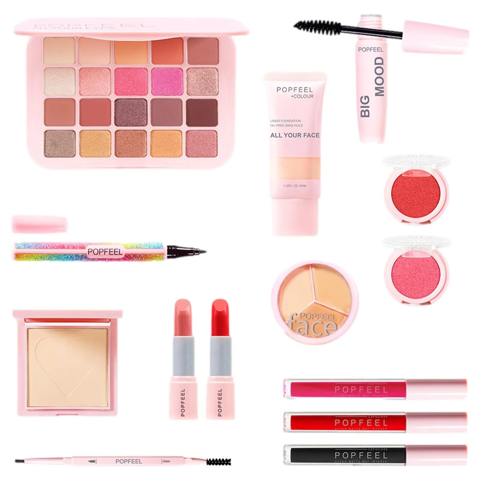 All In One Makeup Kit | 20 Colors Eyeshadow Palette Face Foundation Primer Make Up Full Kit | Princess Makeup Gift Set With Masc