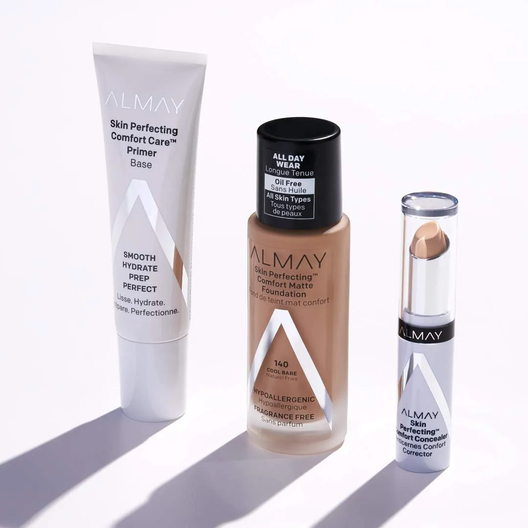 Almay Skin Perfecting Comfort Matte Foundation, Hypoallergenic, Cruelty Free, -Fragrance Free, Dermatologist Tested Liquid Makeup, Neutral Buff, 1 Fluid Ounce
