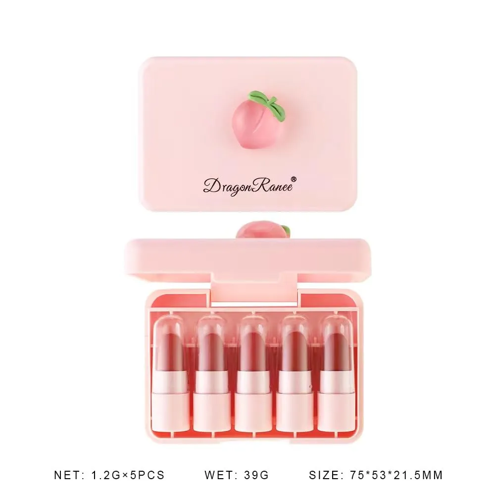 AMAKO Carrot peach lipstick set is not easy to fall matte matte soybean color sample fruit lipstick (02#Honey peach)
