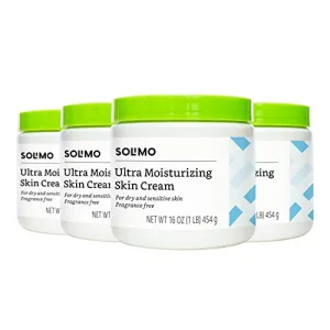 Amazon Brand - Solimo Ultra Moisturizing Skin Cream for Dry & Sensitive Skin, Dermatologist Tested, Fragrance Free, 16 Ounce (Pack of 4)