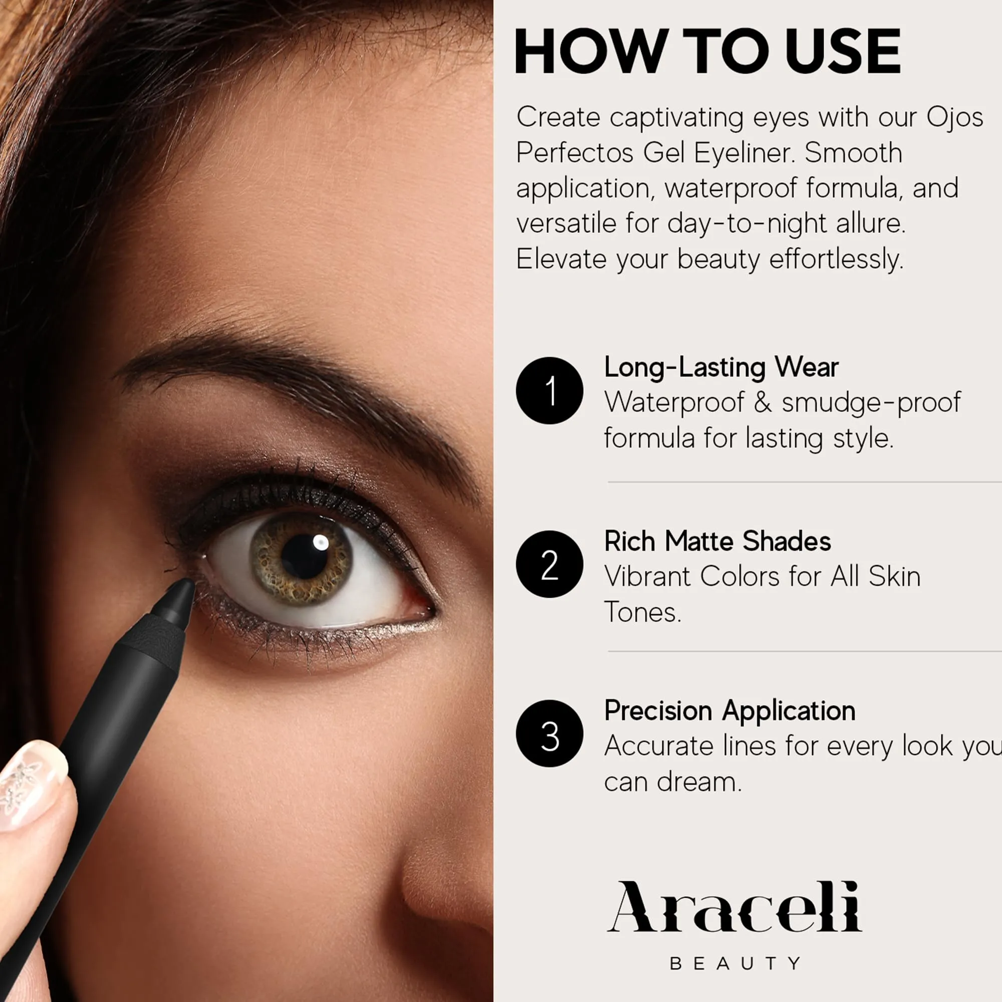 Araceli Beauty Gel Pencil Eyeliner – Water Resistant & Smudge-Proof, Long-Lasting Eye Makeup for Precision Lining & Bold Turquoise Color