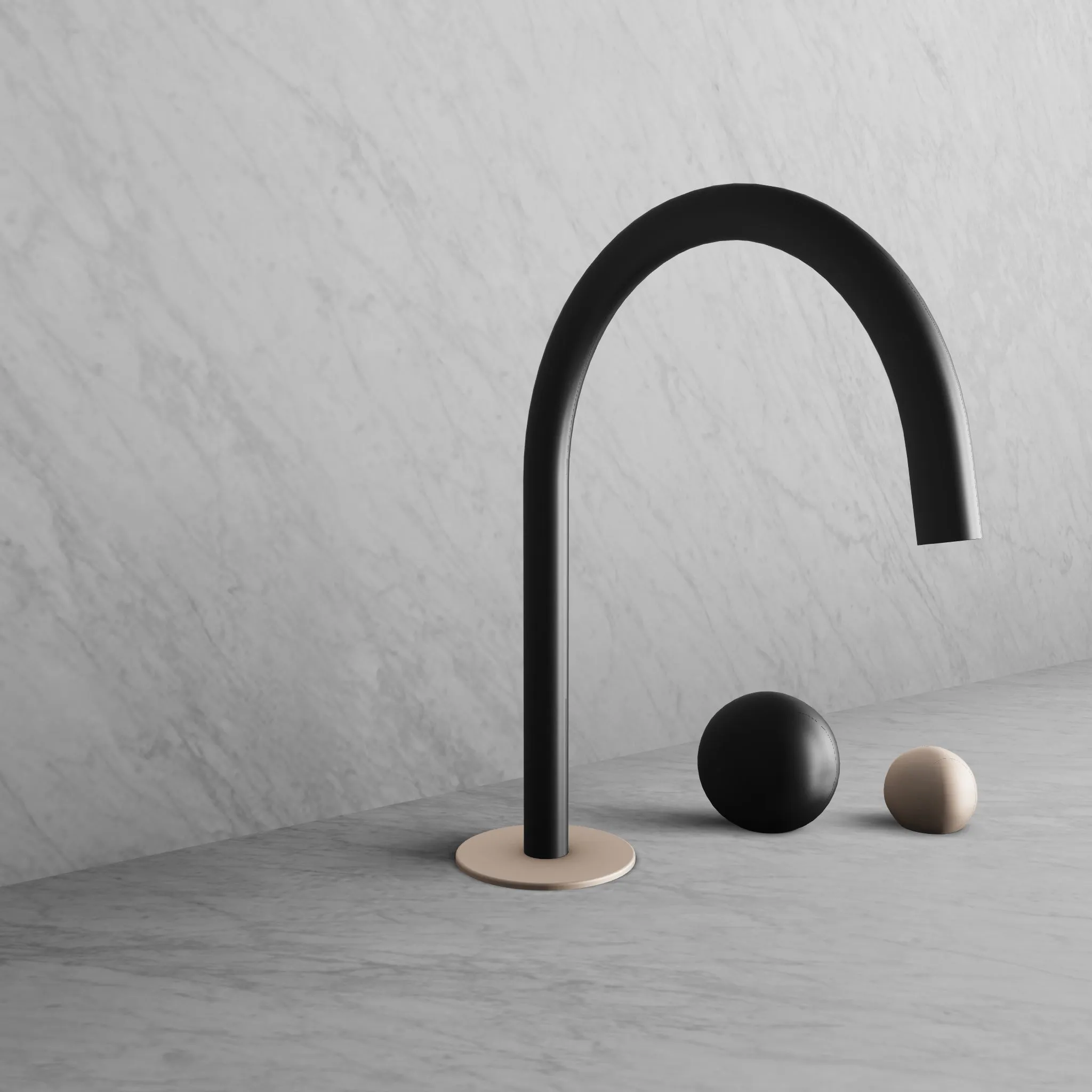 BARiL B35-8100-00L-KH-100 Wall-Mounted Lavatory Faucet Spout With Deck Mounted Handles