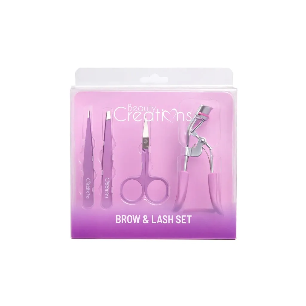 Beauty Creation - Brow & Lash Set (Tweezer, Scissors and Eyelash Curler) - Purple