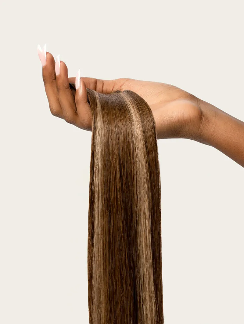 Brown Blonde Highlighted, 20" Single Seamless Clip-In Weft, PP4/18 | 30g