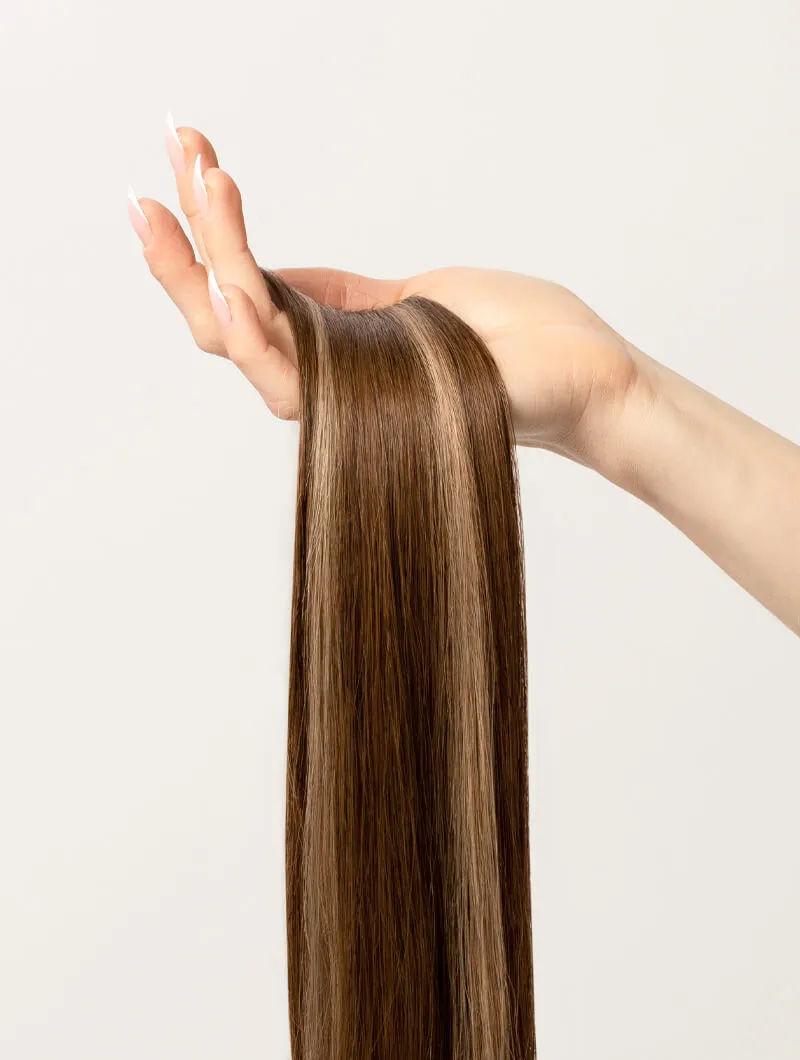 Brown Blonde Highlighted, 20" Single Seamless Clip-In Weft, PP4/18 | 30g
