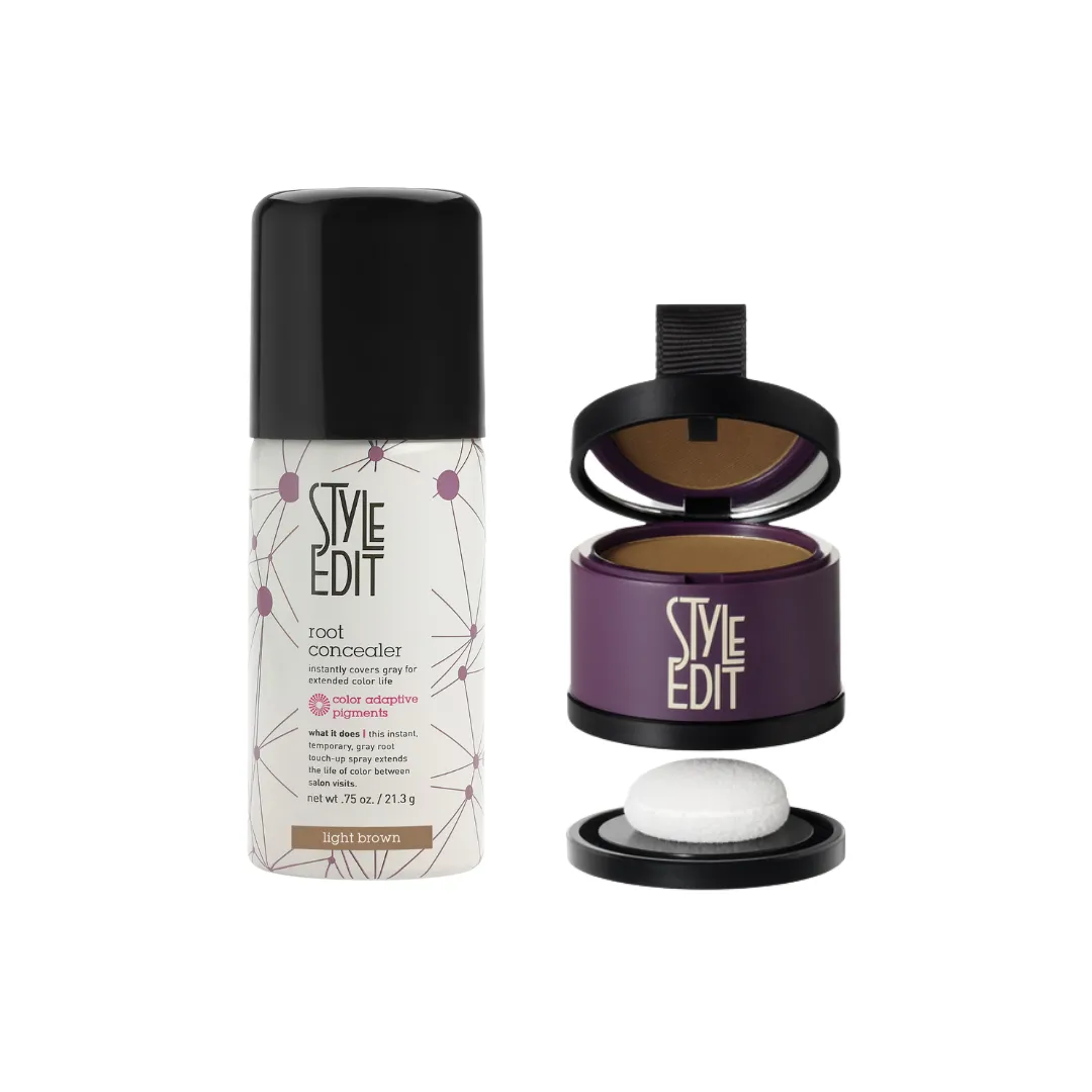 Brunette Travel Duo: Touch Up Powder and Travel Sized Concealer Spray