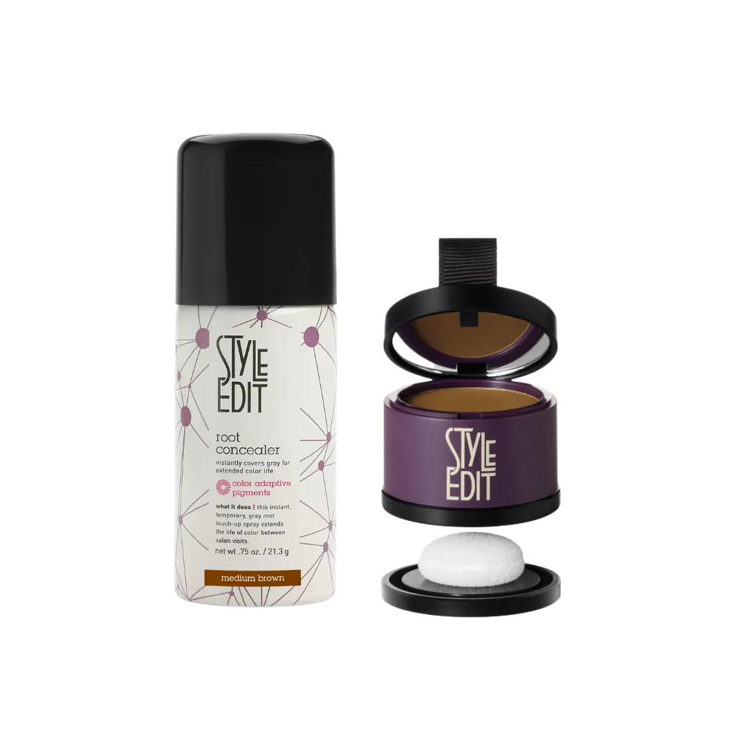 Brunette Travel Duo: Touch Up Powder and Travel Sized Concealer Spray