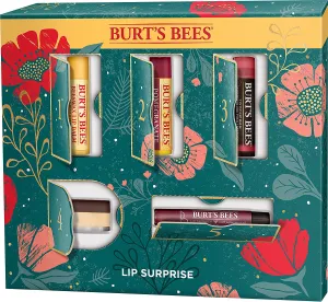 Burt’S Bees Holiday Gift, 5 Lip Care Stocking Stuffer Products, Lip Surprise Set - Overnight Intensive Lip Treatment, Rose Tinted Lip Balm, Fig Lip Shimmer, Pomegranate Lip Balm, Beeswax Lip Balm
