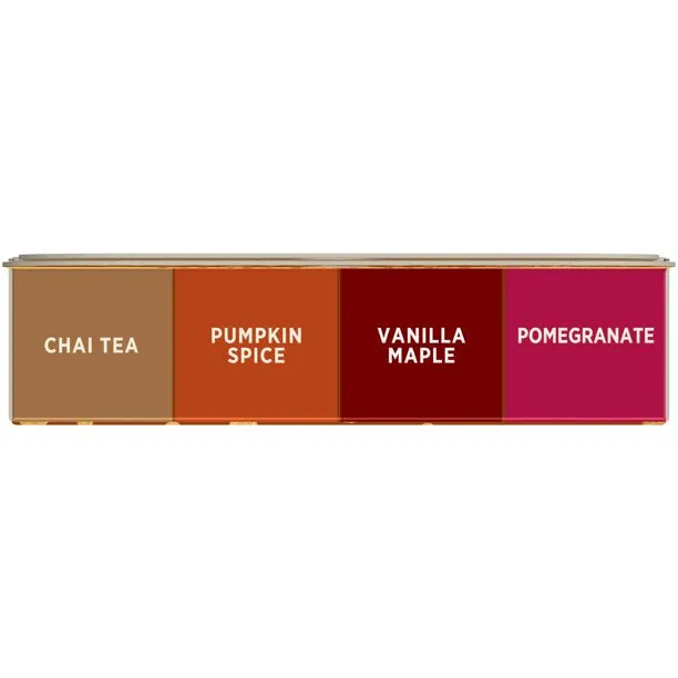 BURTS BEES Lip Balm Holiday Pack, Chai Tea, Pumpkin Spice, Vanilla Maple, Pomegranate, 4 Tubes