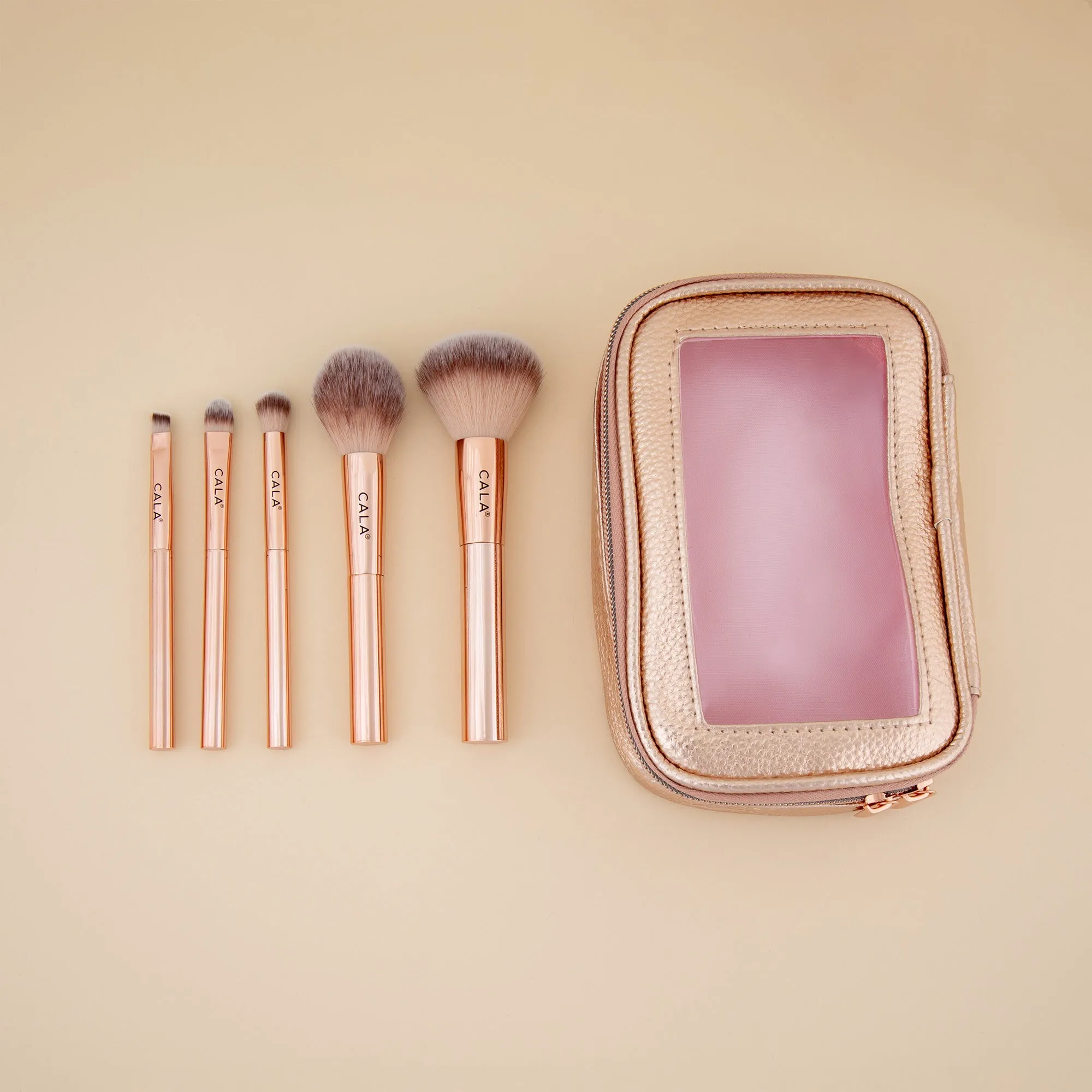 Cala&reg; Rose Radiance Make Up Face & Eye Brush Set