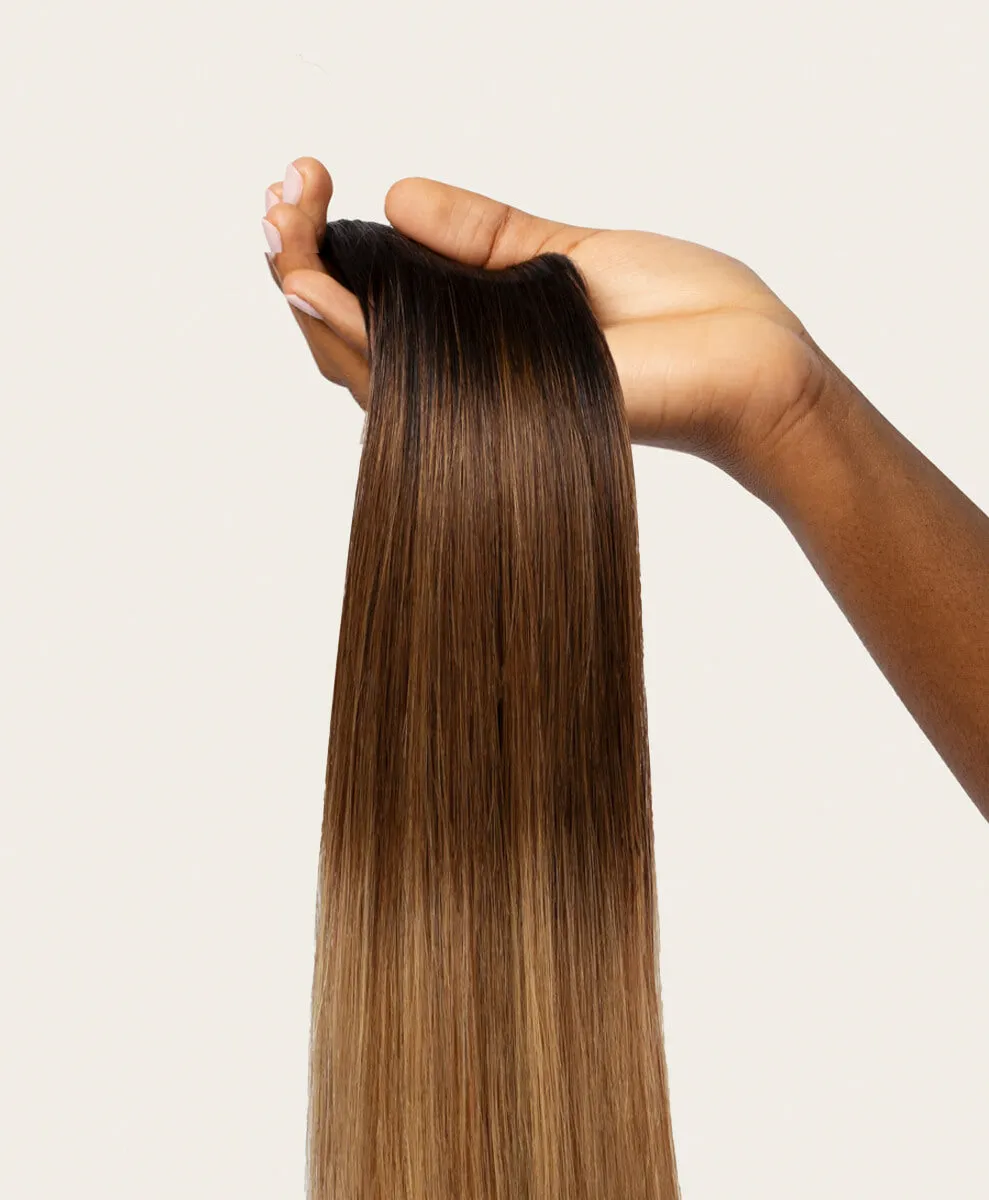 Cappuccino Ombre, 24" Seamless Clip-In Hair Extensions, T1B-4-27 | 180g