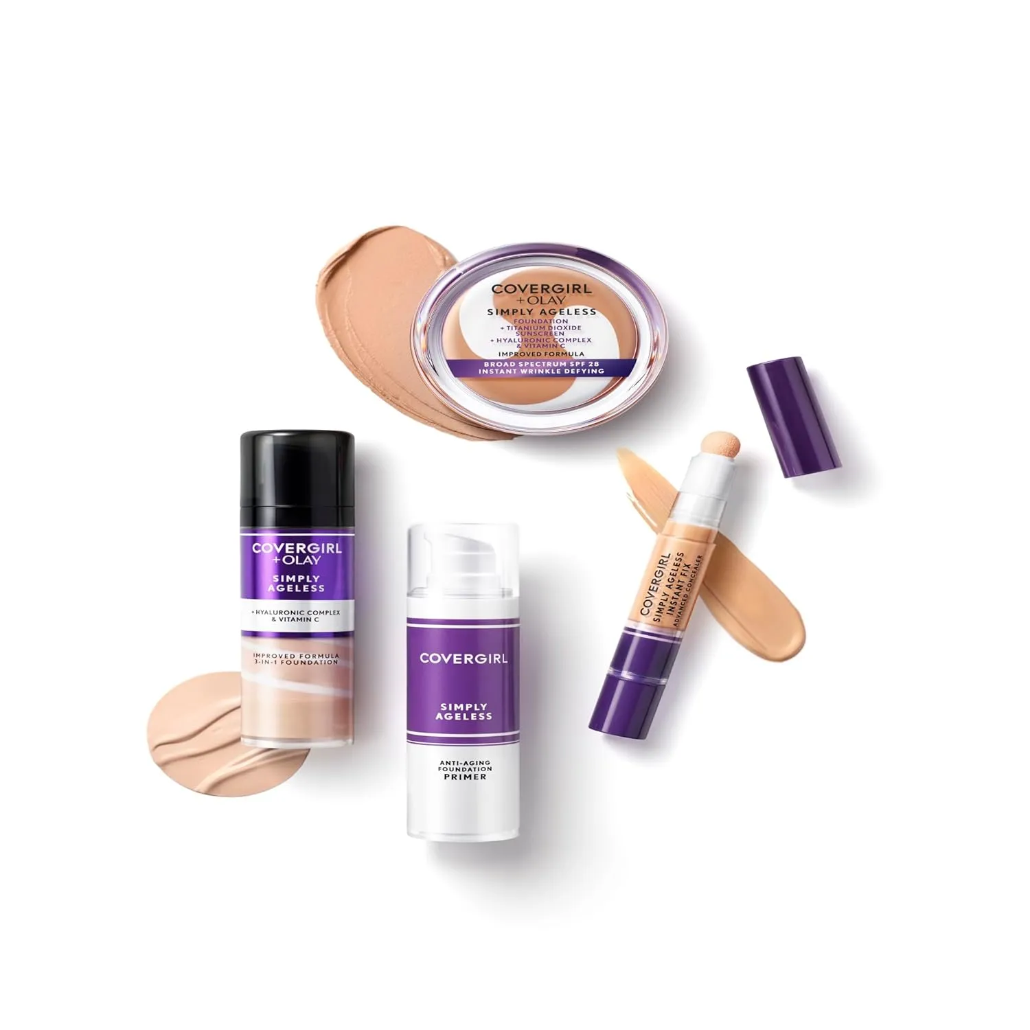 COVERGIRL & Olay Simply Ageless 3-in-1 Liquid Foundation, Matte Finish, Hyaluronic & Vitamin C Formula, 220 Creamy Natural, 1 Count