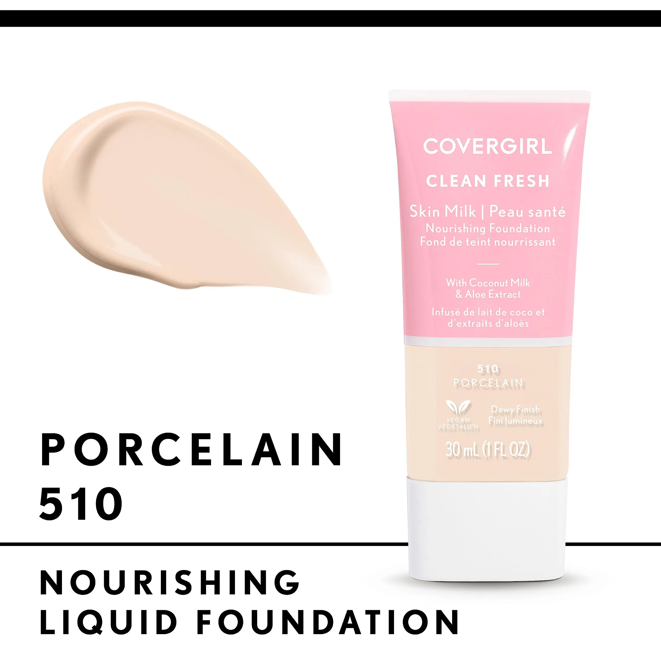 COVERGIRL Clean Fresh Skin Milk Foundation, Hydrating Foundation, Vegan, 1 Count, (packaging may vary)