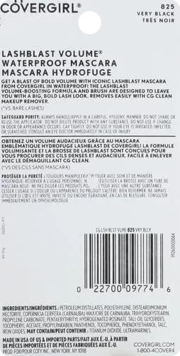 CoverGirl Lash Blast Volume Waterproof Mascara Makeup, Long-Wearing, Smudge-Proof, Cruelty Free, Very Black, 1 Count