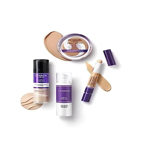 COVERGIRL OLAY Simply Ageless 3-in-1 Liquid Foundation, Classic Ivory & & Olay Simply Ageless Instant Wrinkle-Defying Foundation, Natural Ivory