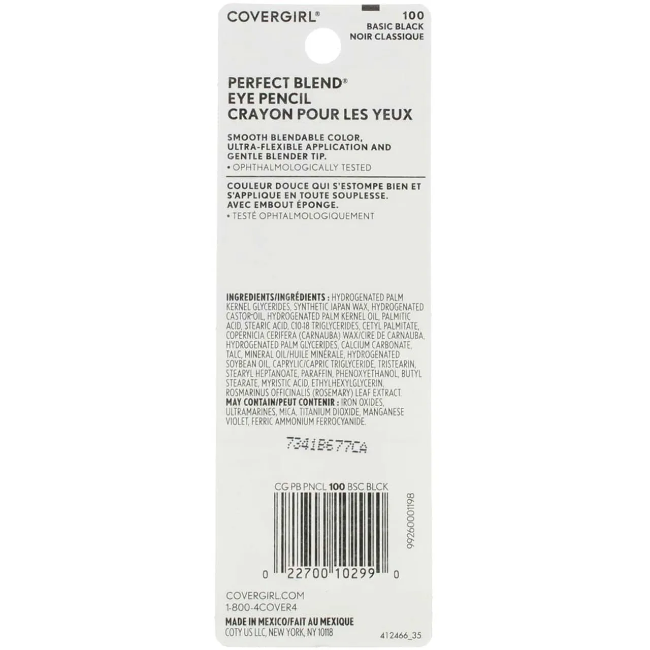 CoverGirl Perfect Blend Eye Pencil, Basic Black [100], 0.03 oz (Pack of 6)