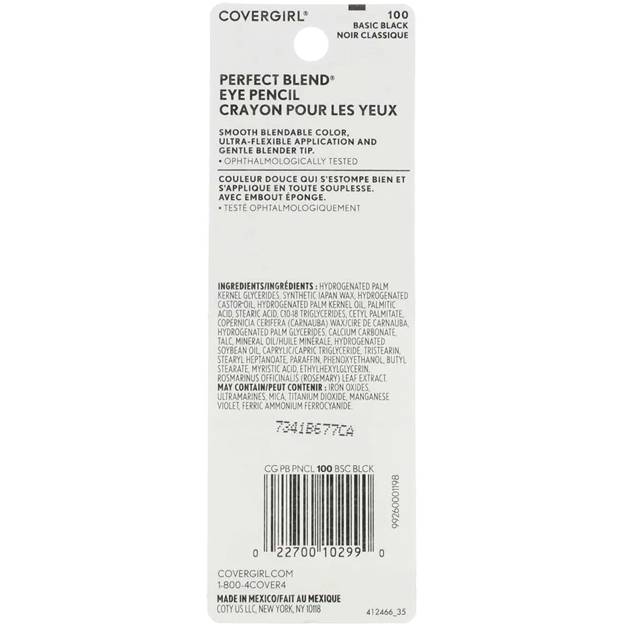 CoverGirl Perfect Blend Eye Pencil, Basic Black [100], 0.03 oz (Pack of 6)