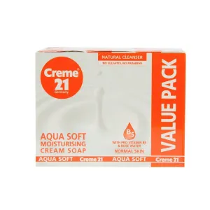 Cream 21 Aqua Soft Moisturizing Cream Soap 4 x 125g
