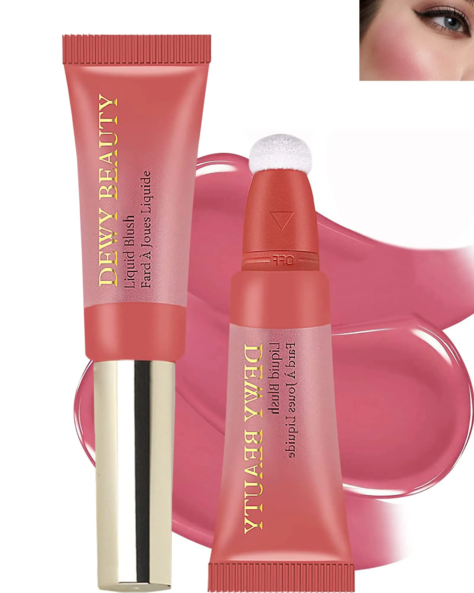 Creme Blush Beauty Wand, Matte Creamy Cheek Blusher Stick with Soft Cushion Applicator, Liquid Blush Makeup Dual Use for Cheeks & Lips, Weightless, Long-Wearing, Dewy Finish, Contour Blush Wand-104
