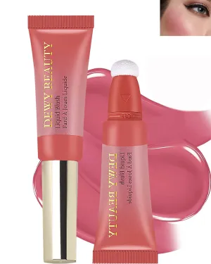 Creme Blush Beauty Wand, Matte Creamy Cheek Blusher Stick with Soft Cushion Applicator, Liquid Blush Makeup Dual Use for Cheeks & Lips, Weightless, Long-Wearing, Dewy Finish, Contour Blush Wand-104