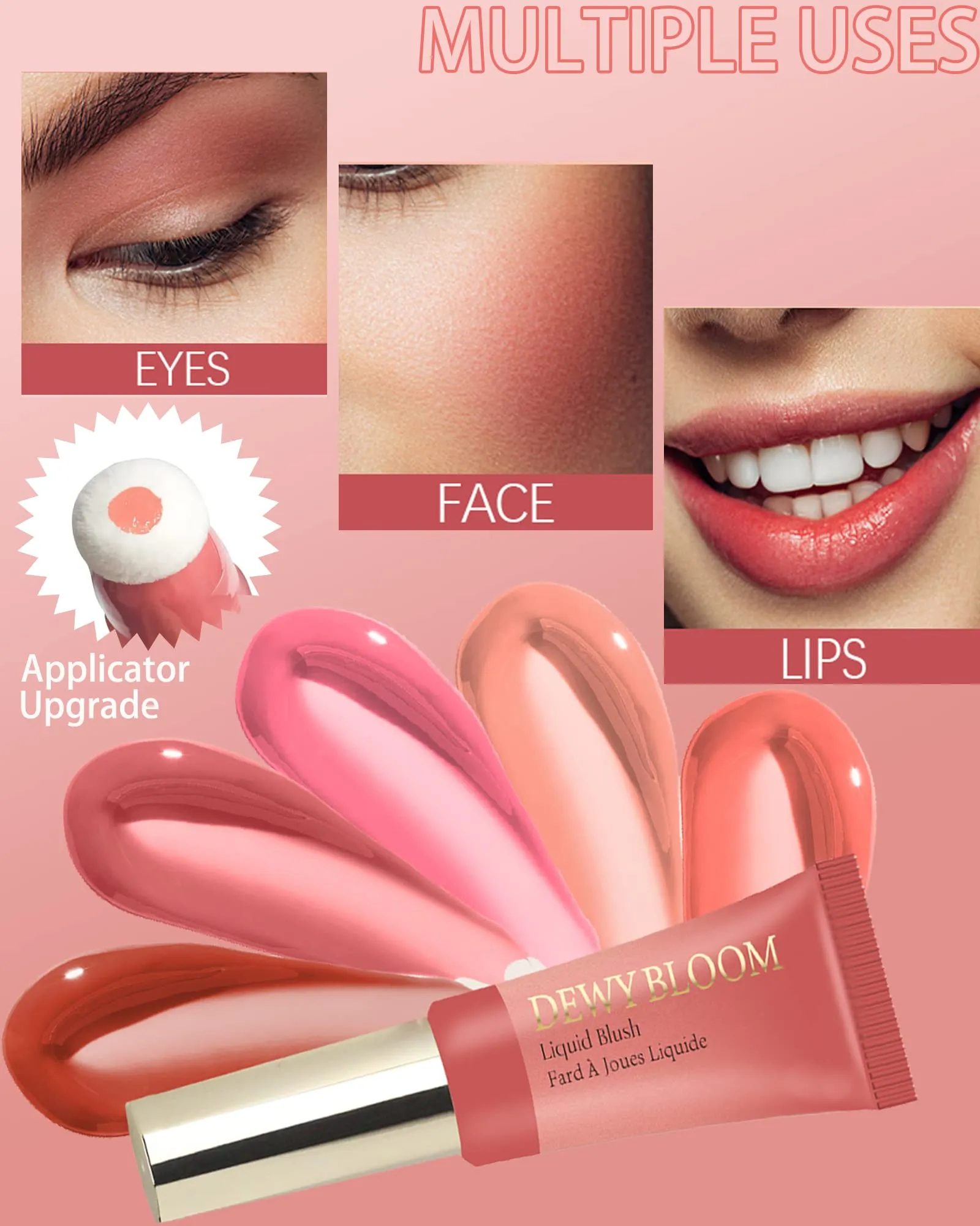 Creme Blush Beauty Wand, Matte Creamy Cheek Blusher Stick with Soft Cushion Applicator, Liquid Blush Makeup Dual Use for Cheeks & Lips, Weightless, Long-Wearing, Dewy Finish, Contour Blush Wand-104