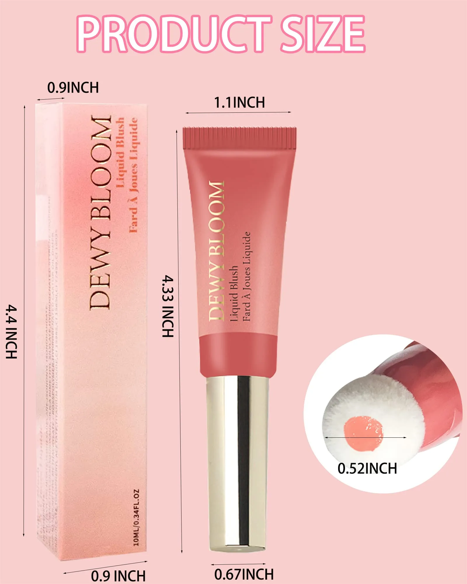 Creme Blush Beauty Wand, Matte Creamy Cheek Blusher Stick with Soft Cushion Applicator, Liquid Blush Makeup Dual Use for Cheeks & Lips, Weightless, Long-Wearing, Dewy Finish, Contour Blush Wand-104