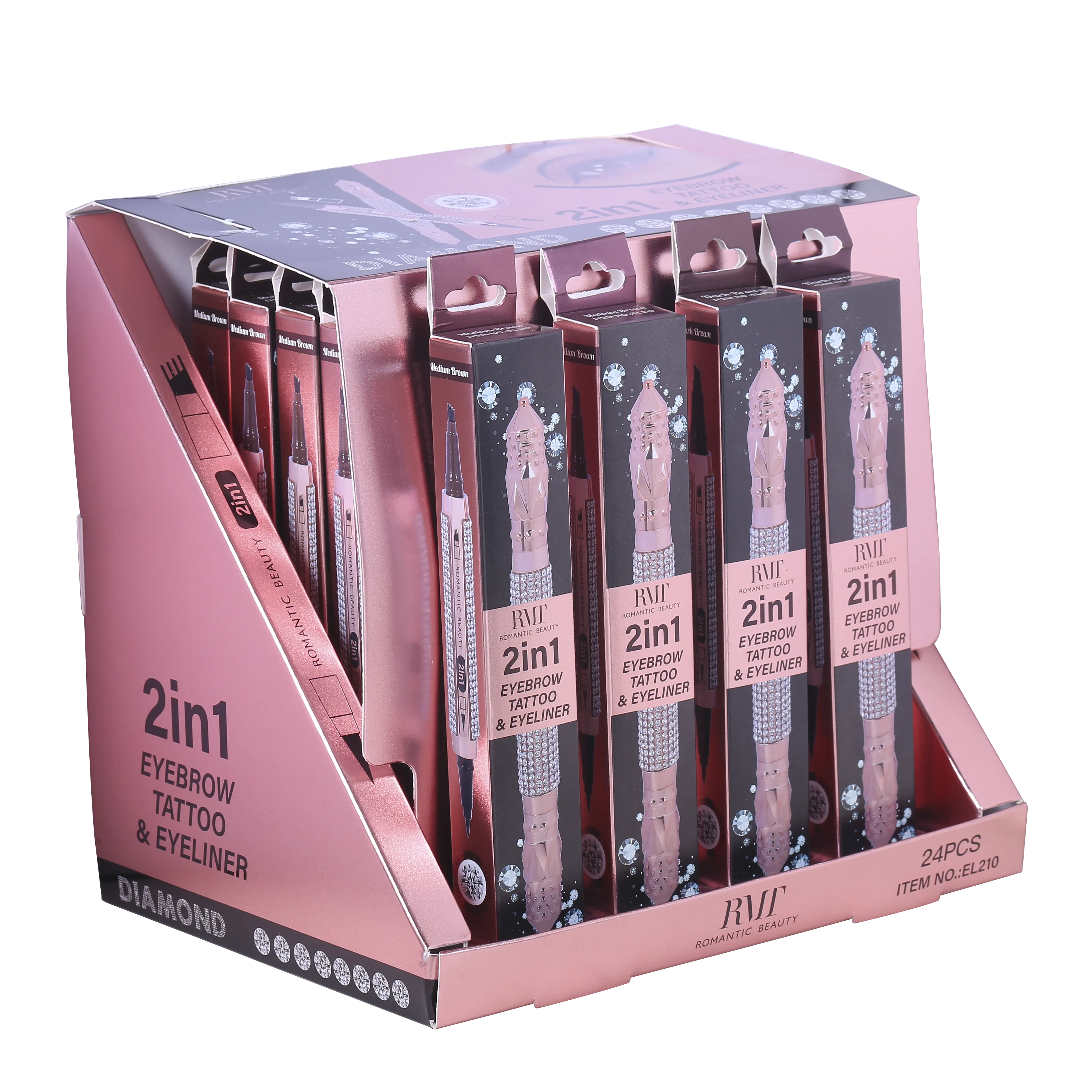 Diamond 2 in 1 Eyebrow Tattoo Pen and Black Liquid Eyeliner Pen
