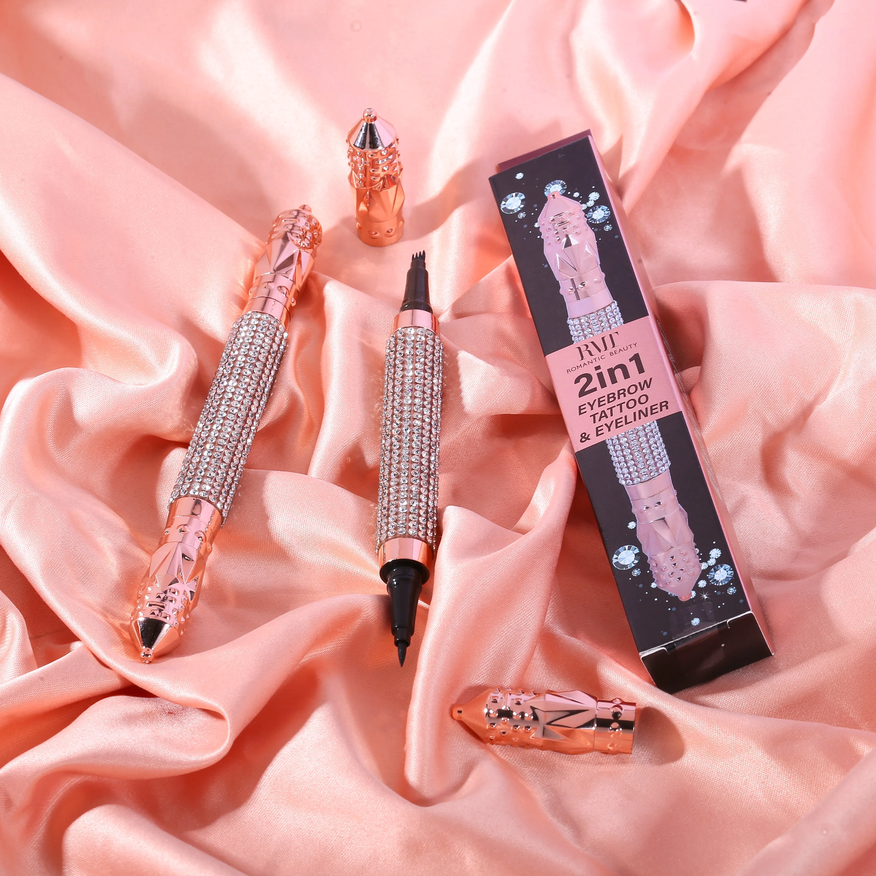 Diamond 2 in 1 Eyebrow Tattoo Pen and Black Liquid Eyeliner Pen